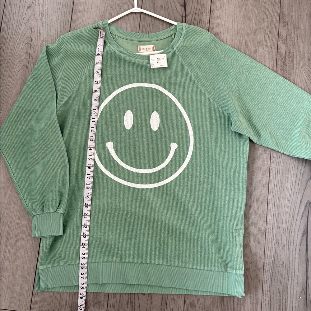 Altar'd State Green Smiley Face Sweatshirt